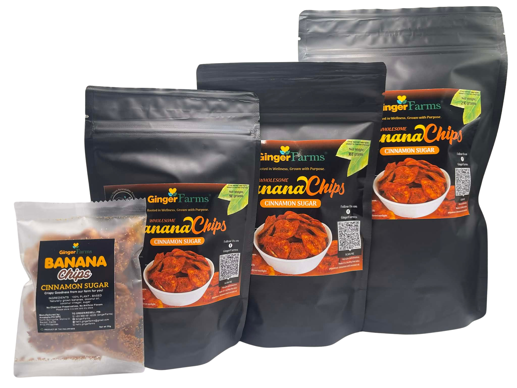 Banana Chips (30g, 80, 100g, 210g) - Cinnamon Sugar